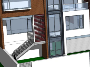 Modern Townhouse Building Model 3D Model