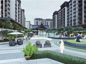 New Chinese style residential area landscape design su model Modello 3D