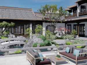 New Chinese landscape garden landscape su model Modelo 3D