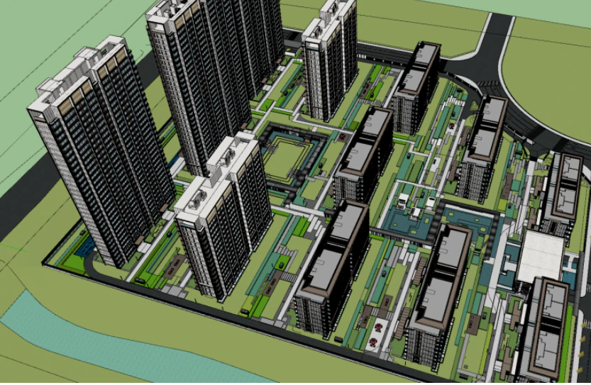 New Chinese style Tianyu area landscape SU model 3D Model .c4d .max .obj .3ds .fbx .stl .blend 