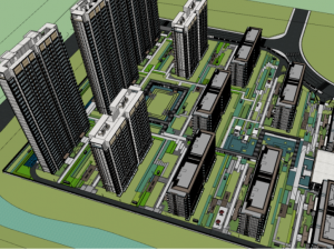 New Chinese style Tianyu area landscape SU model Modèle 3D