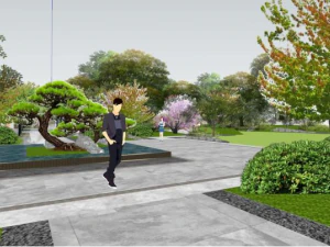 Model su lanskap area demonstrasi gaya Cina yang khas Model 3D