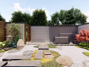 Japanese style garden SU model landscape 3D Model