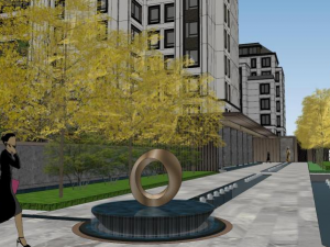 New Chinese style residential area landscape Modelo 3D