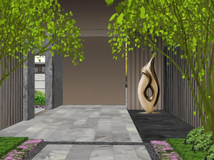 New Chinese style residential area landscape Modelo 3D
