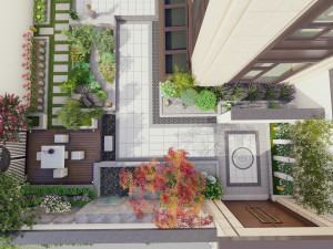 New Chinese courtyard landscape SU model 3D Модель