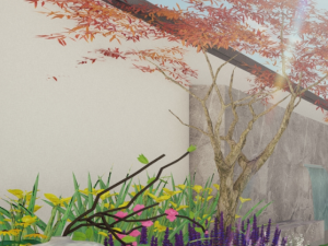 New Chinese courtyard landscape SU model 3D Модель