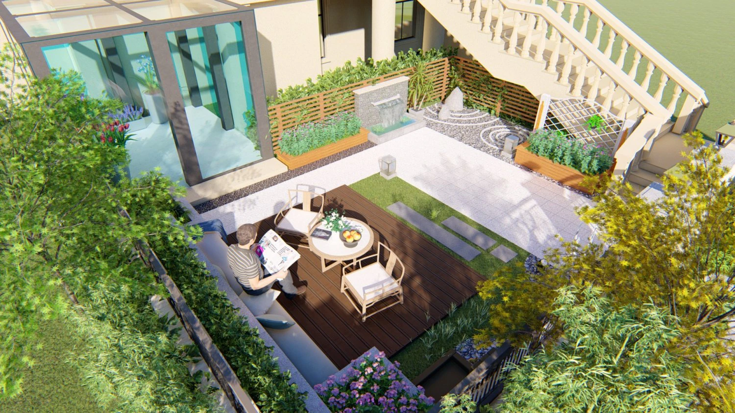 Modern garden SU model 3D Model .c4d .max .obj .3ds .fbx .stl .blend 