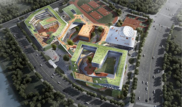Modern style primary and secondary school architectural design SU model 3D 模型 .c4d .max .obj .3ds .fbx .stl .blend 