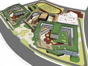 Modern style primary and secondary school architectural design SU model 3D Model