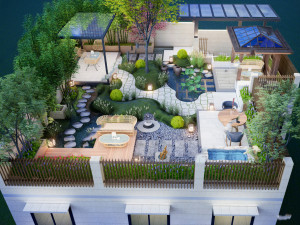 Modern Roof Garden SU Model Modelo 3D
