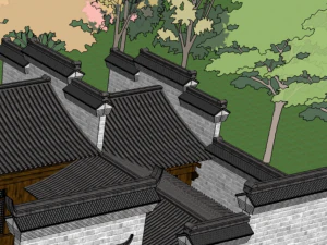 Chinese traditional courtyard residential building 3D Model