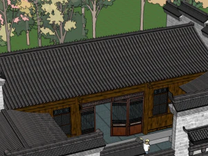 Chinese traditional courtyard residential building 3D Model