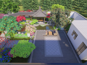 Courtyard Garden SU Model 3D Model