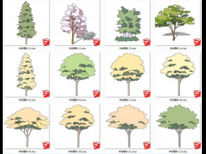 Garden plant hand-painted arbor SU model collection 100 3D Model