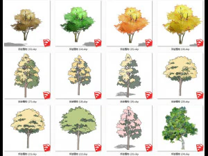 Garden plant hand-painted arbor SU model collection 100 3D Model