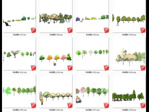 Garden plant hand-painted arbor SU model collection 100 3D Model