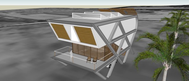 Simple su model of modern beach house building 3D Model .c4d .max .obj .3ds .fbx .stl .blend 