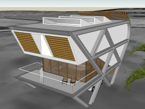 Simple su model of modern beach house building 3D Model