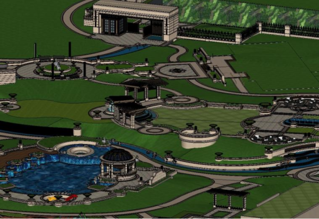Landscape model design of well-known enterprises European style residences 3D 모델 .c4d .max .obj .3ds .fbx .stl .blend 