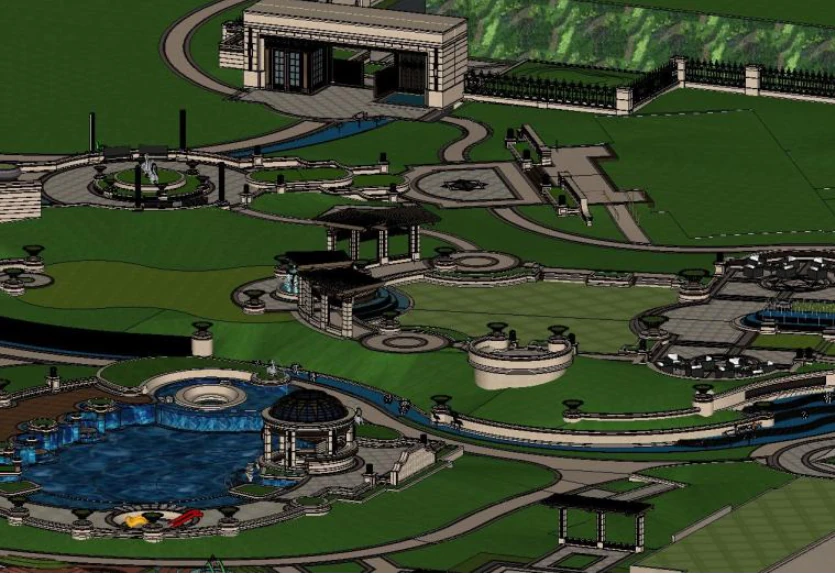 Landscape model design of well-known enterprises European style residences 3D Model .c4d .max .obj .3ds .fbx .stl .blend 