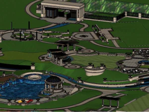 유명 기업의 유럽식 주택 조경 모델 설계 3D 모델