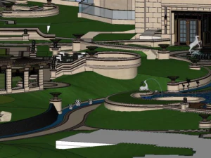 Landscape model design of well-known enterprises European style residences 3D Model