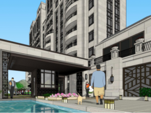 SU model design of modern and elegant residential buildings of well-known enterprises 3D Model