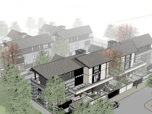 SU model design of Chinese style stacked villa building 3D Model