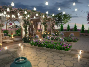 Chinese style elegant and quiet yard landscape 3D Model