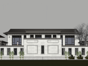 Chinese style villa building XX villa facade scheme Modello 3D