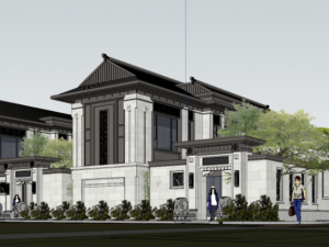 Chinese style villa building XX villa facade scheme Modello 3D