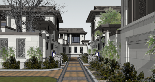 Chinese style villa building XX villa facade scheme Modello 3D .c4d .max .obj .3ds .fbx .stl .blend