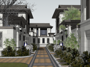 Chinese style villa building XX villa facade scheme Modèle 3D