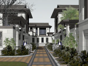 Chinese style villa building XX villa facade scheme 3D Model