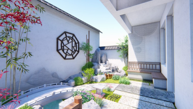 Chinese style villa terrace SU model 3D 模型 .c4d .max .obj .3ds .fbx .stl .blend 