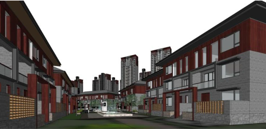 Chinese style high-rise courtyard building SU model 3D Model .c4d .max .obj .3ds .fbx .stl .blend 