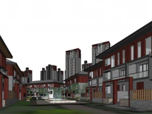 चीनी शैली का गगनचुंबी आंगन भवन एसयू मॉडल 3D मॉडल