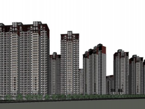 Chinese style high-rise courtyard building SU model 3D Model