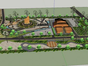 Modello su dal design quadrato in stile cinese Modello 3D