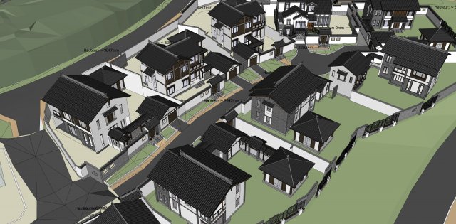 Chinese style Hui style single-family villa building su model Modelo 3D .c4d .max .obj .3ds .fbx .stl .blend 
