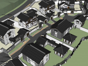 Chinese style Hui style single-family villa building su model 3D-Modell