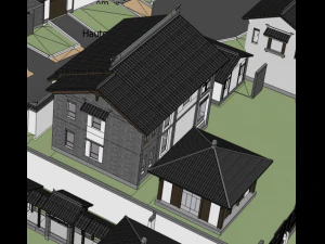 Chinese style Hui style single-family villa building su model 3D Model