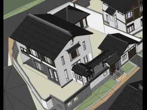 Chinese style Hui style single-family villa building su model 3D Model