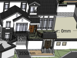 Chinese style Hui style single-family villa building su model Modelo 3D
