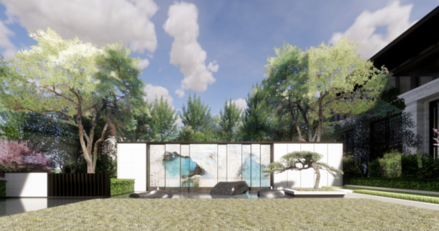 Quiet and elegant natural art residential landscape SU model Modelo 3D .c4d .max .obj .3ds .fbx .stl .blend 