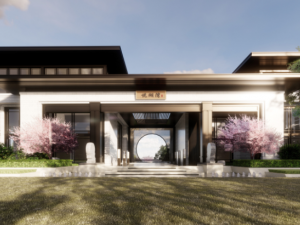 Quiet and elegant natural art residential landscape SU model Modelo 3D