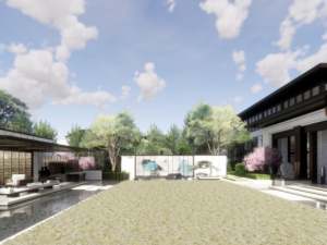 Quiet and elegant natural art residential landscape SU model Modelo 3D