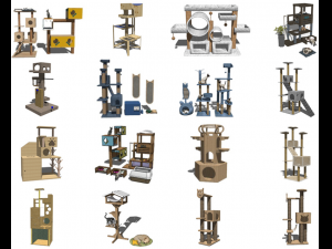25 Modern Pet Shop Cat Cafe Cat Climbing Frame SU Model Design Collection Model 3D
