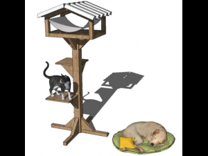 25 Modern Pet Shop Cat Cafe Cat Climbing Frame SU Model Design Collection 3D Model